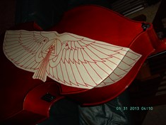 the burnishing stencil taped to the
bass