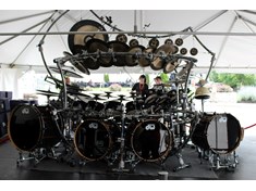 Terry Bozzio&#39;s drum kit with several DW kicks. We think it needs more cowbell.