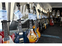 Row of Epiphone guitars!